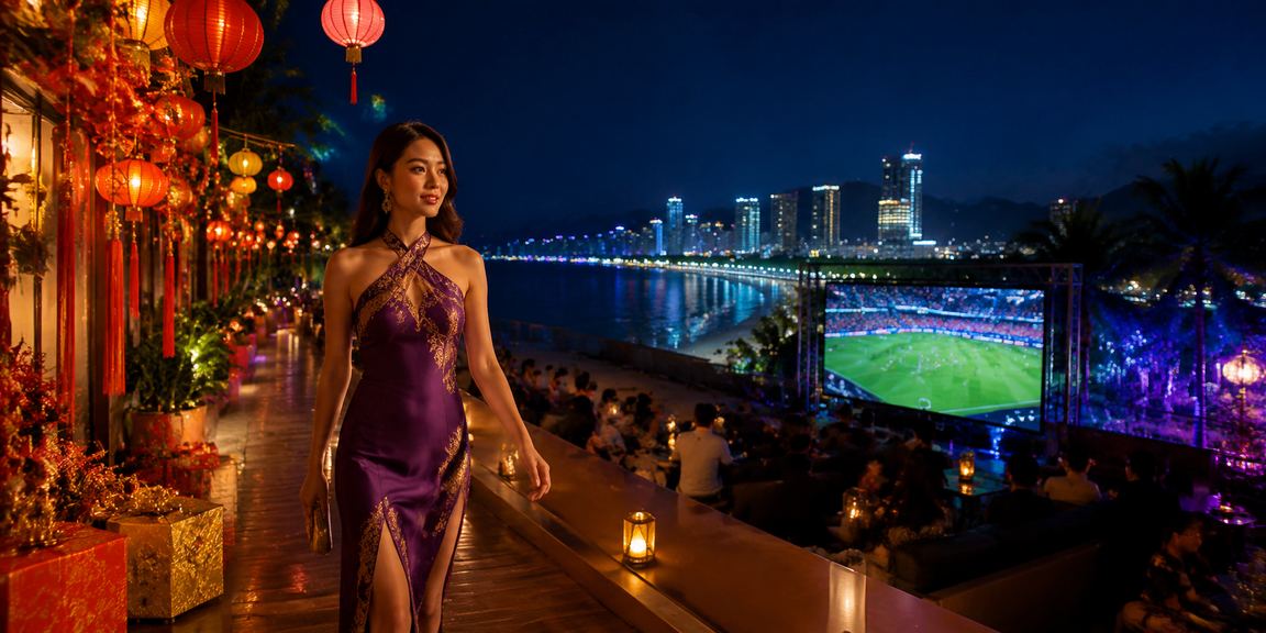 Người dùng tại chợ đêm Nha Trang theo dõi kết quả cá cược bóng đá trên điện thoại